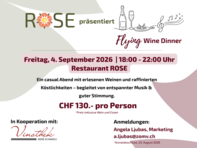 Ausgebucht 17.08.2026: Flying Wine Dinner, 04.09.2026